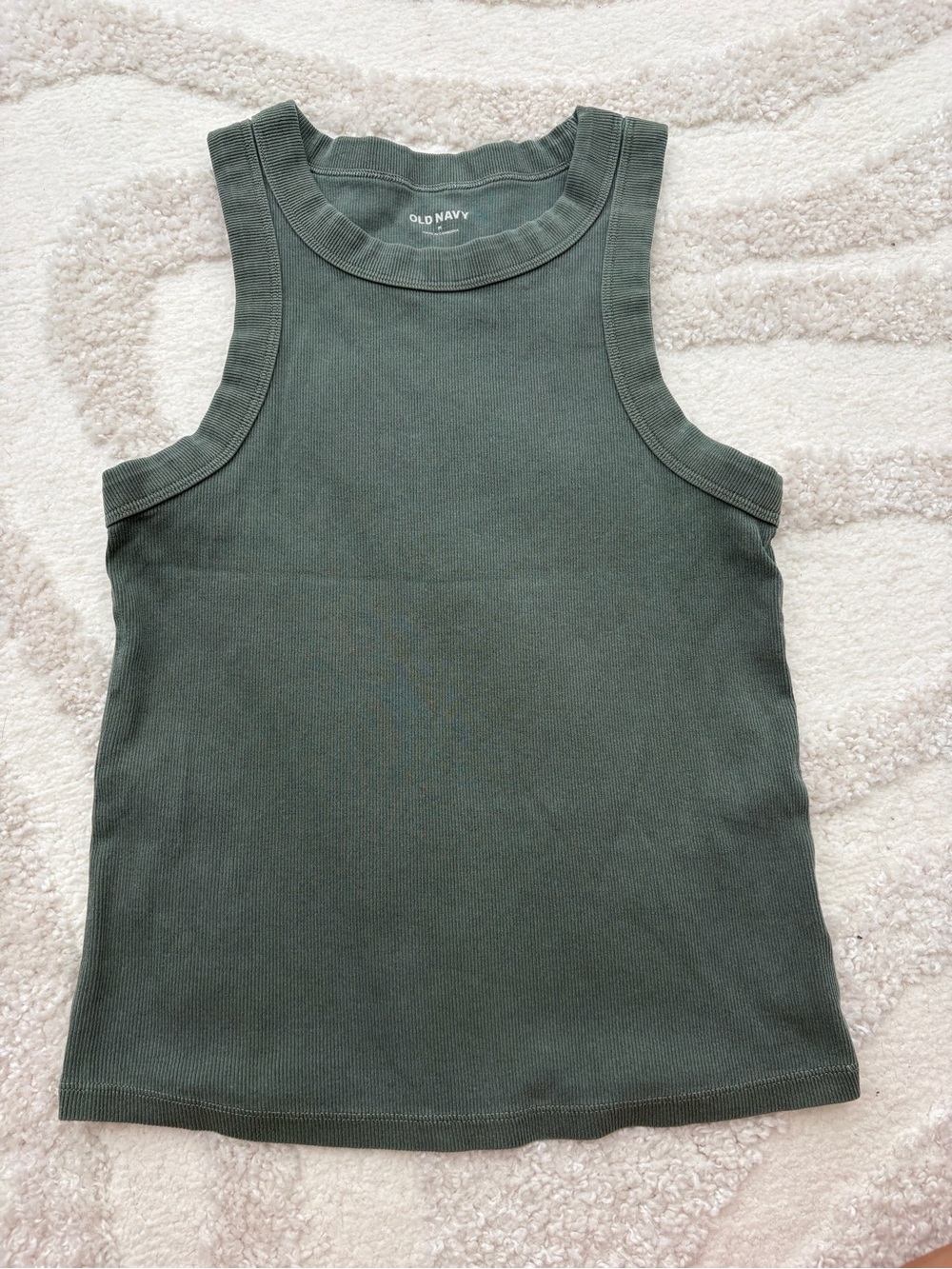 Old Navy Olive Ribbed Tank Top - Dark Olive Green